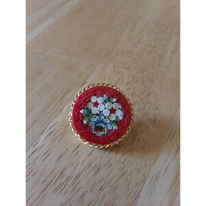 Vintage Mosaic Brooch - Made in Italy - 7/8 inch diameter